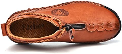 Honeystore Men's Zipper Boots Motorcycle Booties Chukka Casual Shoes Brown 8.5 D(M) US Men | Image 2