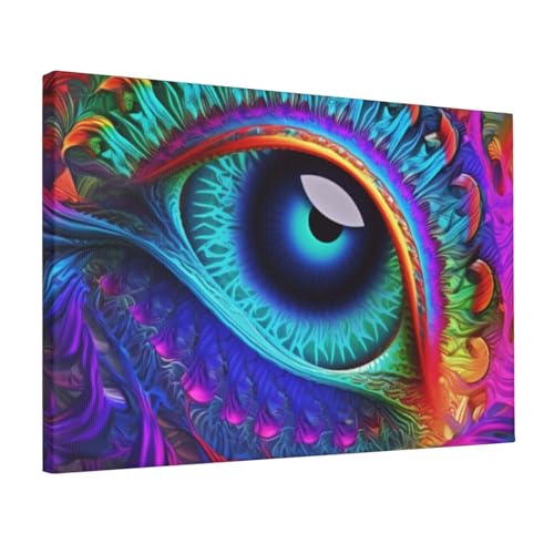 Toile murale colorée yeux psychédéliques YoupO pour la déco du salon 30x45 cm
