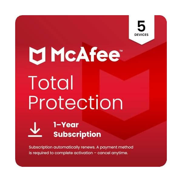 McAfee Total Protection 2026 Ready 5-Device | AntiVirus Software 2026 for PC, Secure VPN, Password Manager, Identity Monitoring | 1 Year Subscription Auto-Renewal