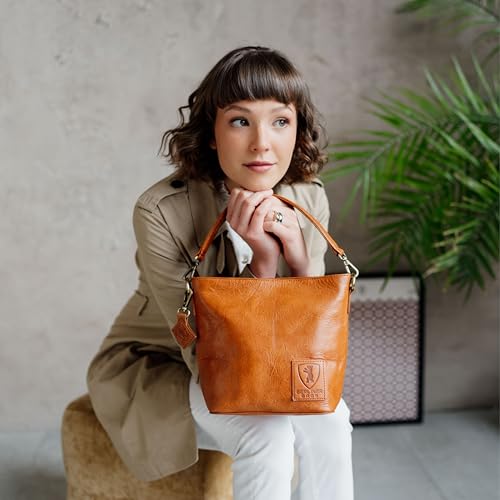 Berliner Bags Vintage Schultertasche Madison, Mittelgroße Umhängetasche aus Leder, Crossbody Bag, Handtasche für Damen - Braun