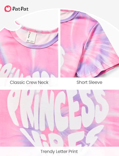 Image of PATPAT Girls Crewneck Short Sleeve Graphic Tees Animal Print Shirts Cute Summer Outfits 5-12 Years