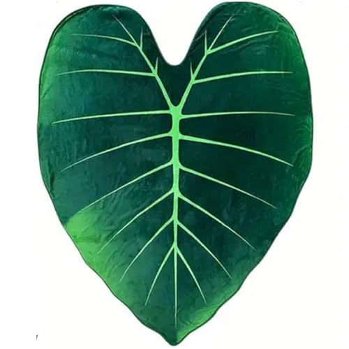 Lpitoy Blätter-Decke, Große Grüne Blatt-deckenform, Weicher Plüsch-überwurf, Dekorative Blätter-Design-Decke Für Pflanzenliebhaber, Bett, Couch Und Sofa