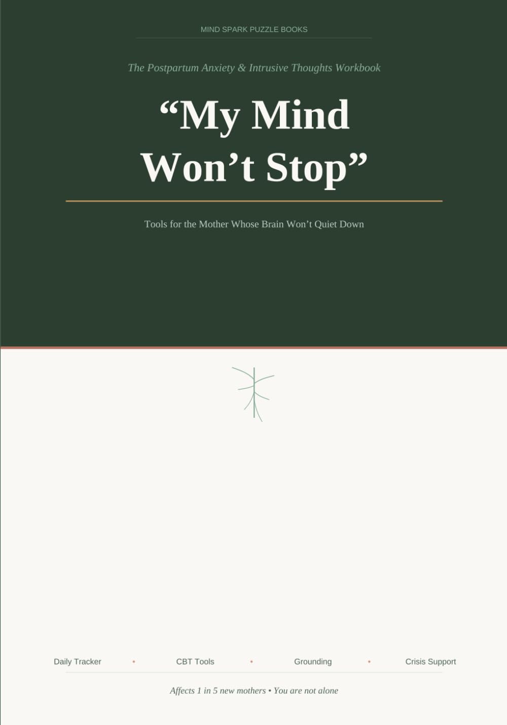 My Mind Won't Stop: The Postpartum Anxiety and Intrusive Thoughts Workbook: Tools for the Mother Whose Brain Won't Quiet Down—Daily Tracking, CBT Exercises, Grounding Techniques and Crisis Support