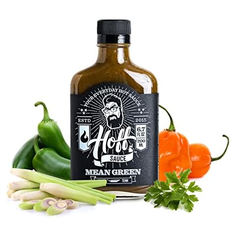 Hoff & Pepper Mean Green Jalapeno Green Hot Sauce Goodness Seasoning Handmade Tennessee Hot Sauces For Jalapeno Pepper Hot Sauce Spicy Lover For Grilling and Seasoning Cover