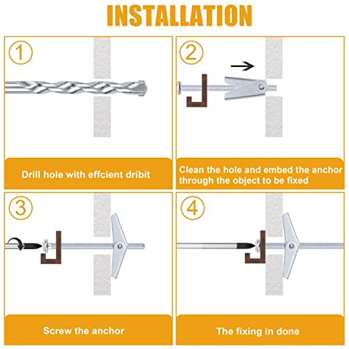 KURUI Hollow Wall Anchors Assorted Kit, 44Pc Heavy Duty Toggle Bolts and Wing Nut Kit, Drywall Anchors Assortment Set, Butterfly Anchors for Hanging Picture Curtain Rod Plant (1/8in, 3/16in, 1/4in) - Image 8