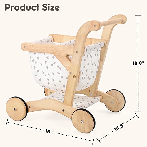 Harppa Baby Push Walker Wooden Shopping Cart For Boys And Girls 1 Year Old And Up Push Walker Toy For Babies #TOP5