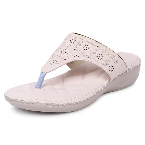 Image of TRASE Orthopedic Footwear for Women | Flat Ortho Slippers for Women Stylish | Soft Sole Ladies Chappal Fancy Comfortable Casual Footwear with Laser Cut Design