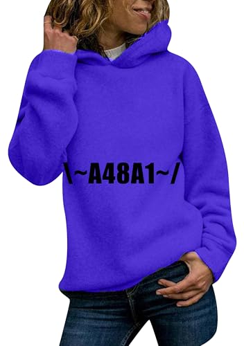 ZICUE Women Fall Spring Soft Sweatshirt Casual Solid Color Tops