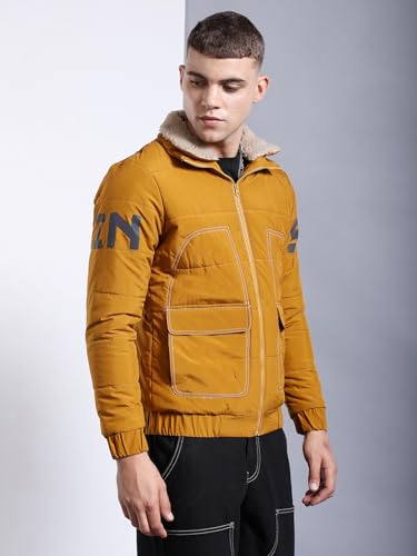 Image of The Indian Garage Co Men Regular Fit Placement Print Bomber Jackets