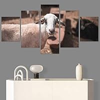 SIGNWIN 5 Panel Canvas Wall Art Animals Farmhouse/Country Fun Group Multicolor for Home Decorations Ready to Hang - 60