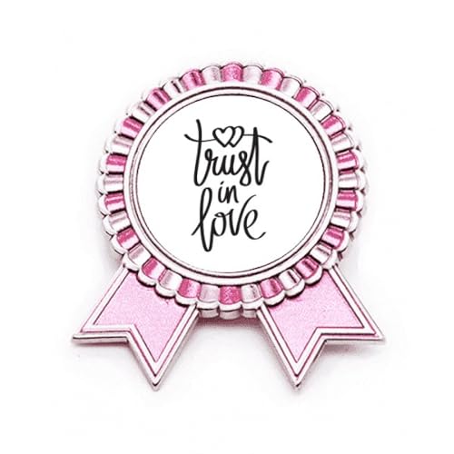 Broche Trust in Love en métal rose, sublimez vos tenues de bureau avec cet accessoire Art déco M