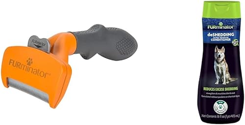 FURminator Herramienta de eliminación de pelaje para perros medianos, pelo corto, reduce el pelo suelto de desprendimiento y champús y disponible en Yaxa Peru