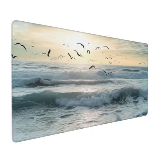 Grand tapis de souris vagues 40x90 cm imperméable pour clavier