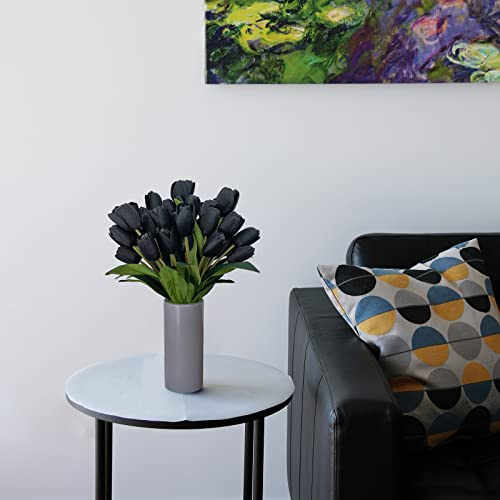 SNAIL GARDEN 3 Bunches/27pcs Black Artificial Flowers,Fake Silk Tulips Real Touch Faux Flowers Bouquet forHome Party Floral Arrangements Decor,Halloween Decorative Flowers - Image 4