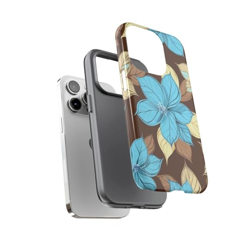 Coque rigide brillante iPhone 14 Pro motif floral turquoise rigide