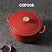 CAROTE 5QT Enameled Cast Iron Dutch Oven Pot with Lid, Heavy-Duty Dutch Oven for Sourdough Bread Baking, Braising, Stews, Roasting, Healthy & Non-Toxic, Dual Handles, All Stovetop Compatible, Oven Safe up to 500° F, Red