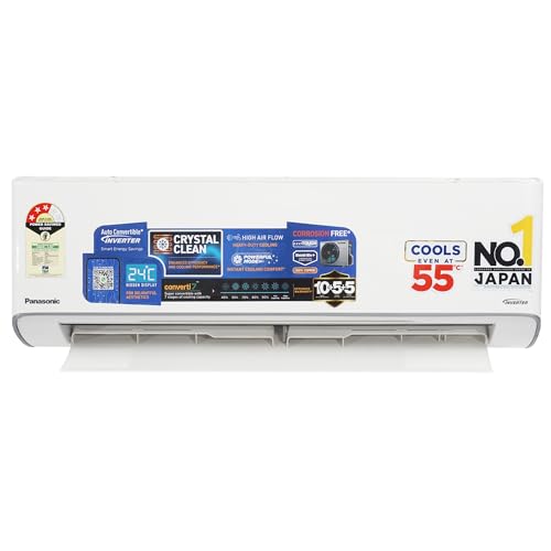 Image of Panasonic EU 7 in 1 Convertible 1 Ton 3Star Inverter Split,(100% Copper Condenser, CS /CU-EU12BKY3F), With 55Tested,Ag clean Filter,High CFM&Eco tough Outdoor Crystal Clean Technology & Shild Blue+