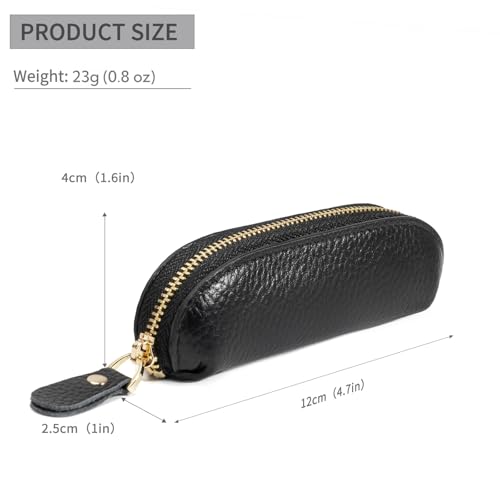 Full Grain Leather Coin Pouch - Travel Small Coin Purse with Zipper - Mini Key Pouch Change Purse for Women and Men (Black)4