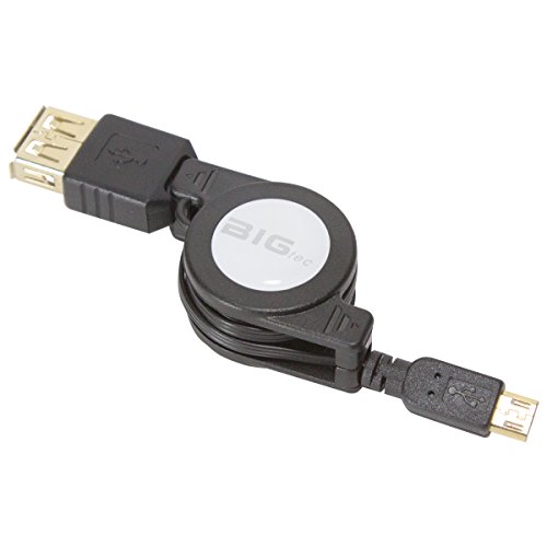 BIGtec OTG Kabel rollbar 0,75m USB Micro-B St  USB-A Bu vergoldet Handy Datenkabel Tablet Kabel für Smartphone Micro USB flexibel