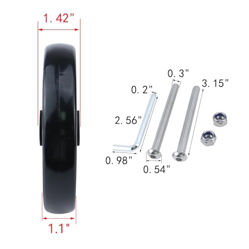 MY MIRONEY 2PCS 6 Inch Wheel Replacement for Wheelchairs, Walkers, PVC Wheelchair Front Wheels Rollator Black Universal Walker Casters Rollers Wheels with Mounting Screws and Hex Key - Image 2