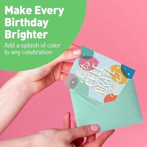 Image of S&O Box of Birthday Cards with Envelopes - Bulk 24 Unique Happy Day Notes - Colorful Birthday Decor Bulk for Office & Home - Assorted Party Cards with Envelopes - 4x5.5 inch