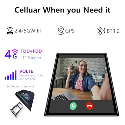 Image of Tablet Android Tablets, 2024 New Octa-Core Android 13 Unlocked Tablet with SIM Card Slot, 128GB ROM+4GB RAM, 10 Inch 5MP+13MP Camera /5G WIFI GPS /BT /6000mAh /1280*800 IPS Screen /Cellular Tablet