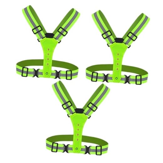 UKCOCO 3 Pecas Colete Luminoso Led Equipamento De Corrida Reflexivo Colete Executivo Colete Refletivo Verde Jaquetas Refletoras Cooper Conta De Lâmpada Led Corrida Noturna Cinto De Colete