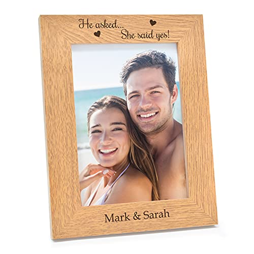 Personalised He Asked She Said Yes Engagement Photo Frame Engraved
