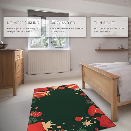 Tapis salon Noël 180x240cm tapis festif rectangulaire poil bas