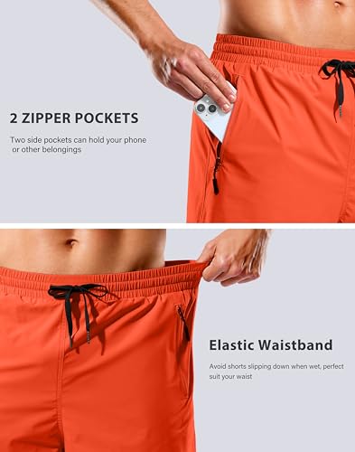 Image of G Gradual Mens Swim Trunks with Compression Liner 7 inch /9'' Quick Dry Board Shorts Swimsuit Bathing Suit for Men Zipper Pockets
