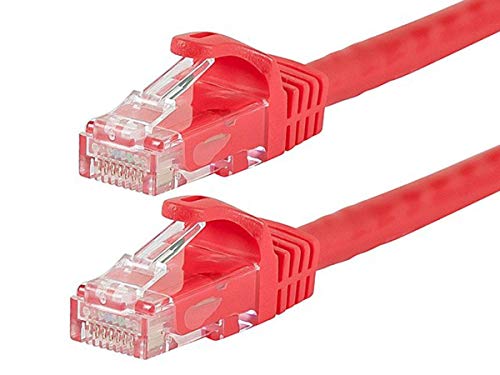 Monoprice 10-Feet FLEXboot Series 24AWG Cat6 550MHz UTP Ethernet Bare Copper Network Cable, Red (109834), 3.048 metri