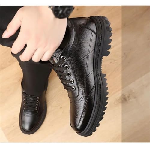 Men's Cotton Shoes Padded Warm Shoes High-top Thick-Soled Non-Slip Snow Father Shoes Leather(41 Code)3