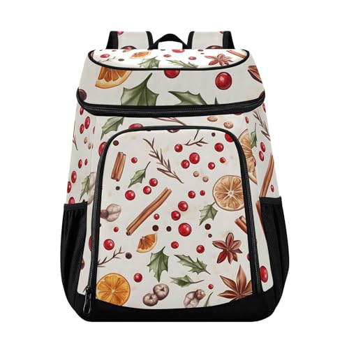Gingerbread Lemon Winter Berry Cooler Backpack Cooler Insulated Leak Proof Lunch Backpack 36 Cans Waterproof Soft for Men Women Picnic Hiking Camping Beach