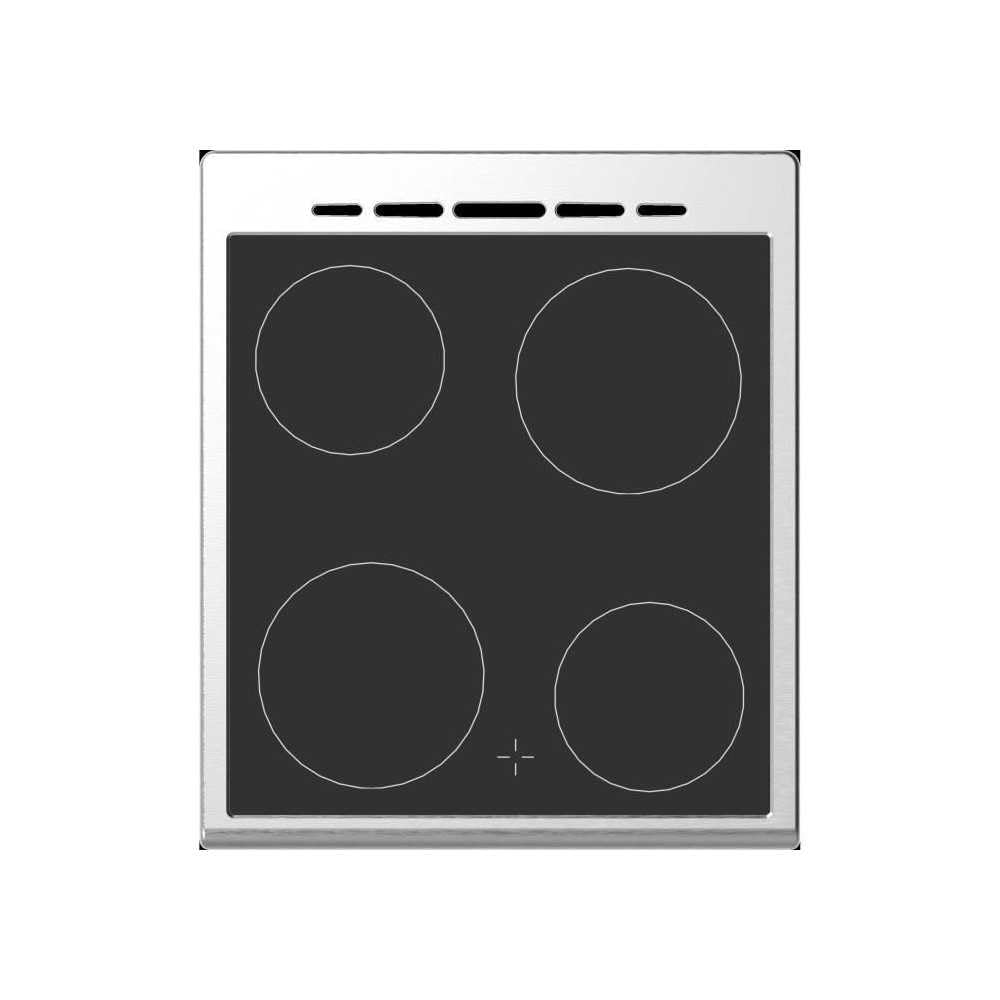 Cuisiniere vitrocéramique CONTINENTAL EDISON CECV50FCS - 4 feux - L49.5 x H82.7 xP58 cm- Silver