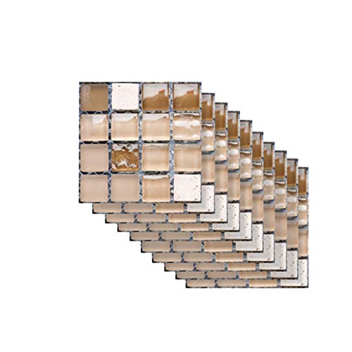 Frakyen 10 Pcs Stick On Tiles Kitchen Backsplash Mosaic Art Tiles 3D Self-Adhesive Tile Stickers For Kitchen Backsplash And Bathroom #TOP15