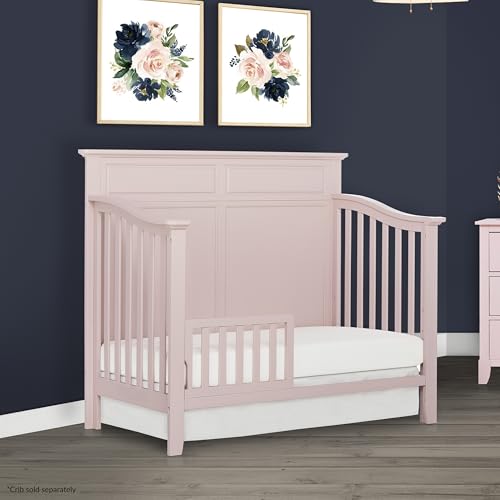 Image of Dream On Me Toddler Guard Rail for Convertible Crib, Solid Wood Bed Rail for Toddler Bed Conversion, Blush Pink