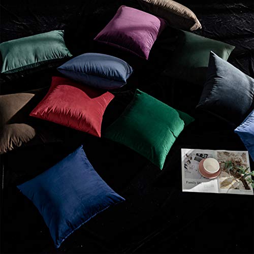 Image of JUSPURBET 16x16 Decorative Velvet Throw Pillow Covers Set of 2,Navy Blue | Modern Soft Cushion Covers Cases with Hidden Zipper for Couch Sofa Bed Living Room Bedroom Home Decor