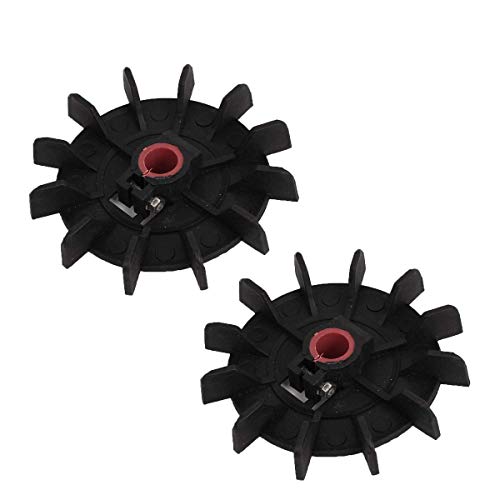 XMHF Round Shaft Replacement Black Plastic 12 Impeller Motor Fan Vane Wheel 2 Pcs