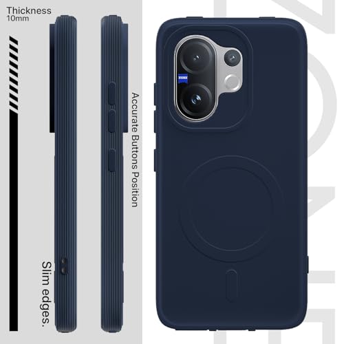 Image of Outlouders Back Cover for Vivo V60 5G / Vivo T4 Pro 5G Soft Matte Silicone Cover with Slim Fit | Mag-Safe Logo (Not Mag-Safe Compatible) | Shockproof | Camera Protection Bumper Case (Blue)
