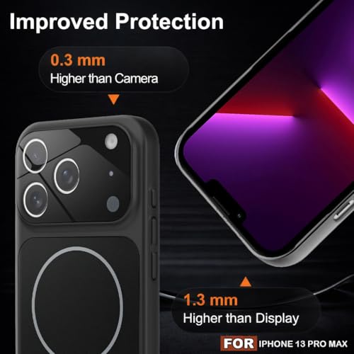 Image of SHINESTAR Premium Luxury Case Compatible with iPhone 13 Pro Max | Protective Back Cover with Camera Lens Safety | Wireless Charging Support | Slim Fit Durable Design | Enhanced Grip Protection Black