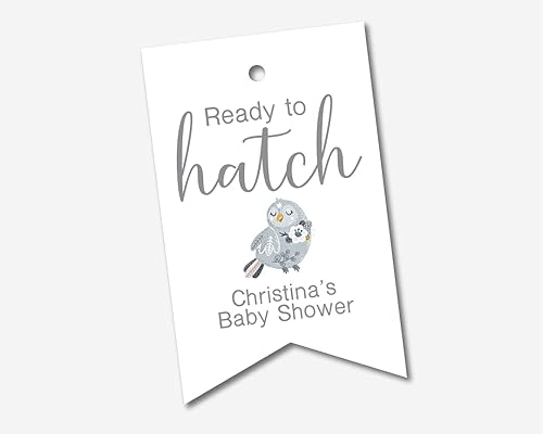 Ready to Hatch Baby Shower Tags, Owl Baby Favor Tags, Personalized Favor Tags (PN-298-005)