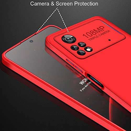 Image of Kapa Double Dip Full 360 Protection Back Case Cover for Poco X4 Pro (5G) (Red), Poly Carbonate