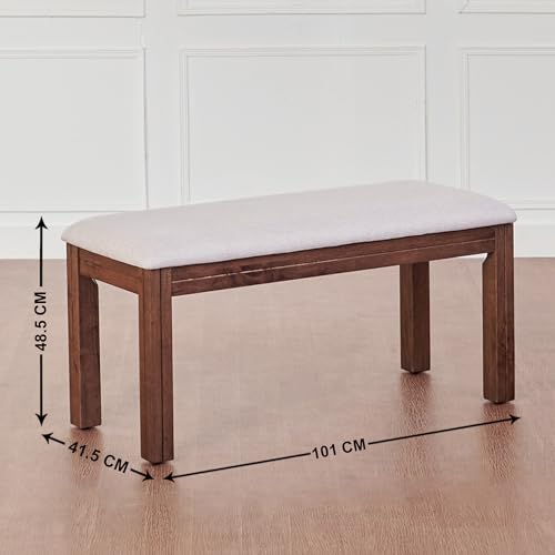 Image of Home Centre | Montoya Fabric Dining Bench | Solid Wood, for Dining Room | Brown | 1 Year Warranty