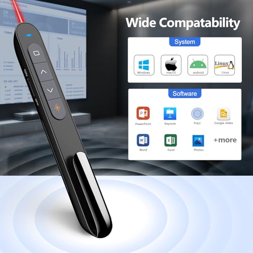 norwii n76 rechargeable presentation clicker with pointer long range presentation remote wireless presenter for powerpoint presentations slide control black with red light