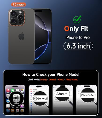 Image of FNTCASE for iPhone 16 Pro Case: Matte Magnetic Phone Cases with Screen Protector Compatible with Magsafe Slim Anti Yellowing Rugged Shockproof Protective Translucent Cell Phone Cover (C-Black)