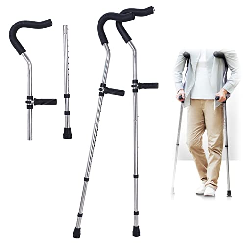 Muletas plegables para axilas para adultos, acero inoxidable médico con cómodas almohadillas y asas ergonómicas, ideal para apoyo de movilidad de 155 a 175 cm