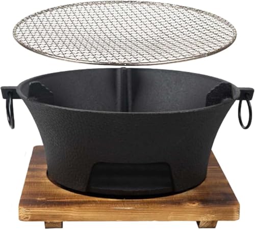 Round Seasoned Cast Iron Charcoal Hibachi Grill