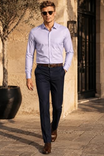 Image of Louis Philippe Men's Slim Fit Easy to Iron Everyday wear Premium Cotton Full Sleeve Solid Formal Shirt