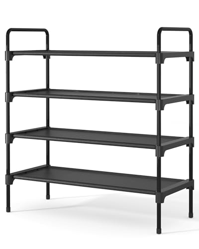Kitsure Schuhregal für Schrank, stabile Schuhablage für den Eingangsbereich, platzsparendes kleines Schuhschrank Schmal und Schuhschrank, 70.0 cm Wide - 4 Tier, schwarz