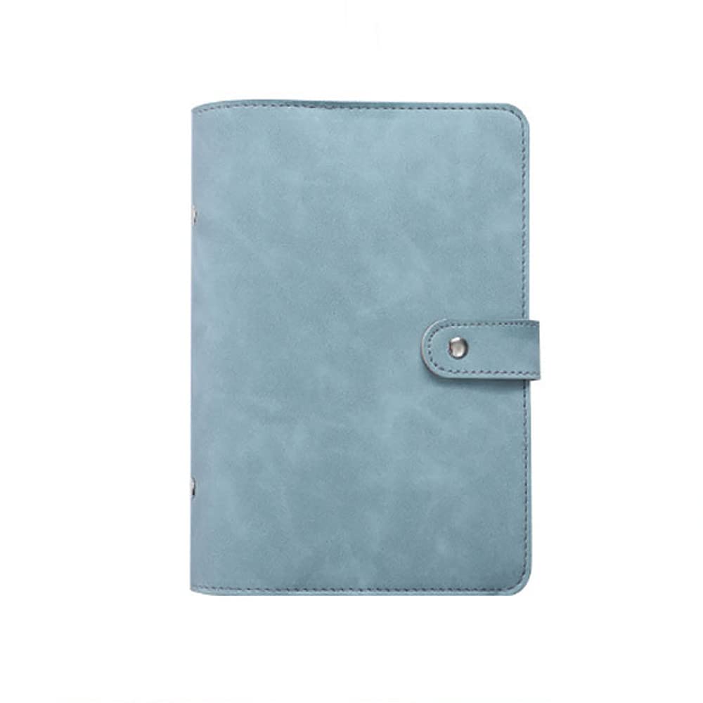 A6 Notebook Binder Cover Personal Organizer Binder with Pockets and Buckle Closure PU Leather 6 Rings Binder for Women School Office (Blue)